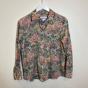 Foxcroft For Appleseeds Wrinkle Free Shirt Floral Womens 10P Button Down Collard